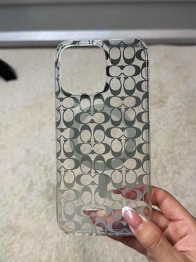 Coach Clear Signature Logo 16 Pro Max Phone Case - Gray
